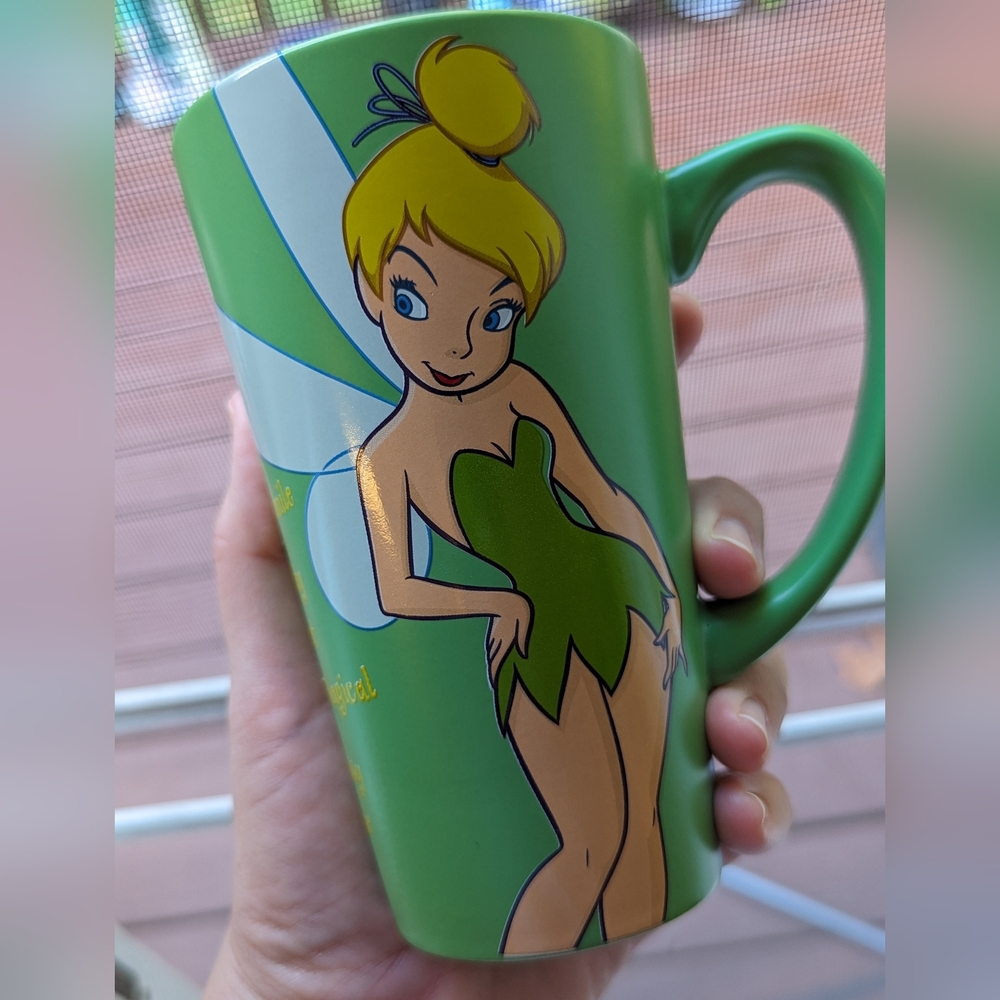 Disney Store Tinkerbell tall green coffee / tea mug